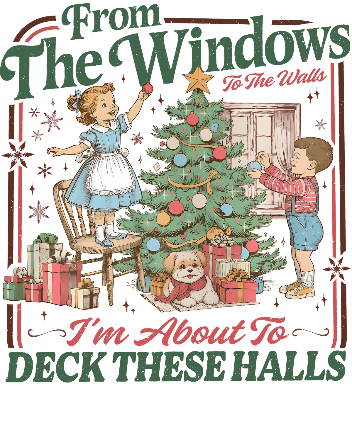 Deck These Halls Christmas DTF Transfer