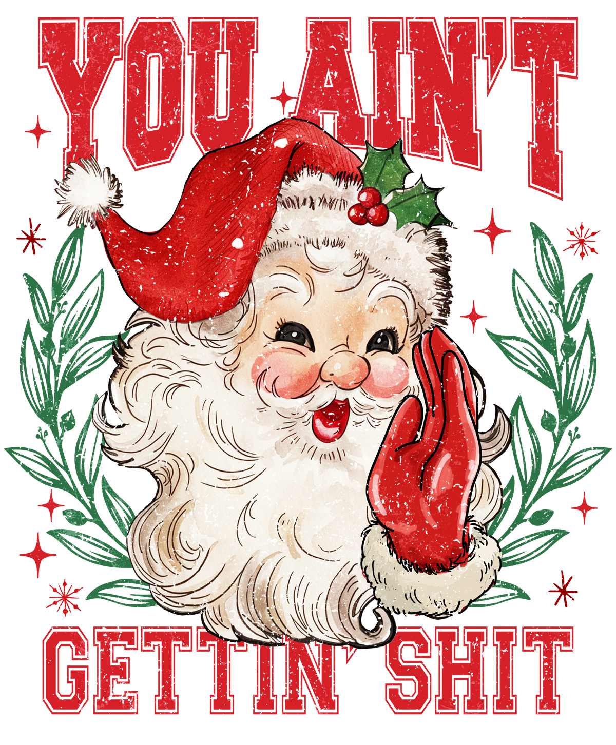 Vintage Sassy Santa Christmas DTF Transfer