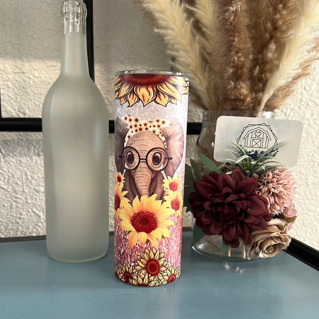 Elephant and Sunflower Tumbler