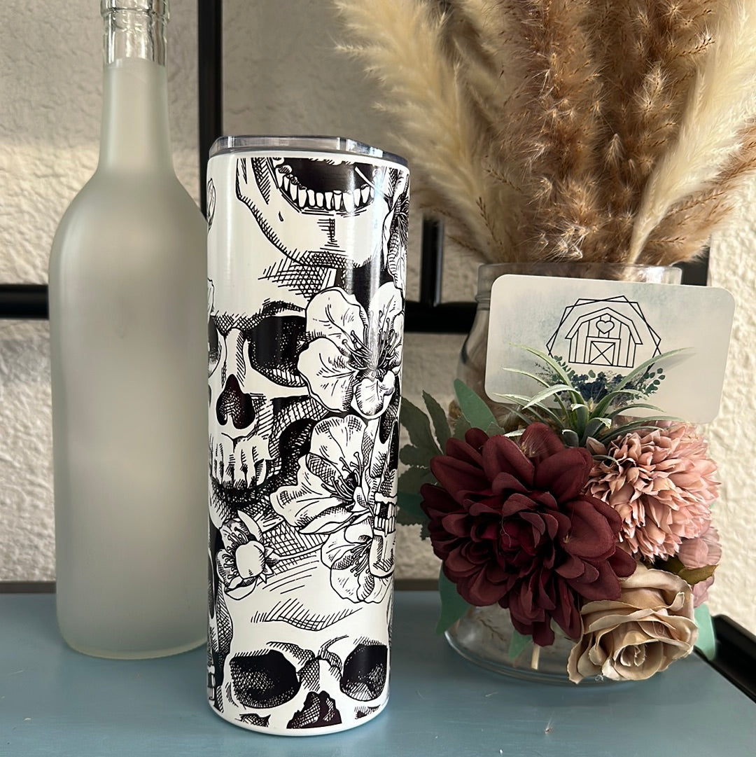 Skulls and Flowers tumbler