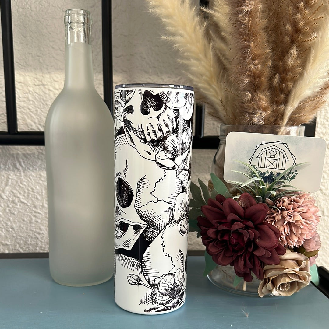 Skulls and Flowers tumbler