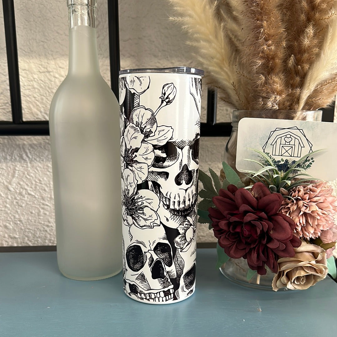 Skulls and Flowers tumbler